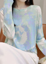 Load image into Gallery viewer, New Blue Print Thin Silk Cotton Top Long Sleeve