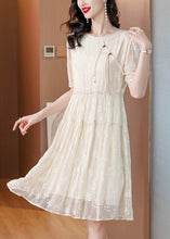 Load image into Gallery viewer, New Chinese Style Beige Embroidered Silk Dresses Summer