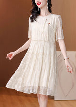 Load image into Gallery viewer, New Chinese Style Beige Embroidered Silk Dresses Summer