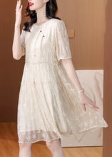 Load image into Gallery viewer, New Chinese Style Beige Embroidered Silk Dresses Summer