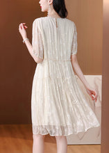 Load image into Gallery viewer, New Chinese Style Beige Embroidered Silk Dresses Summer