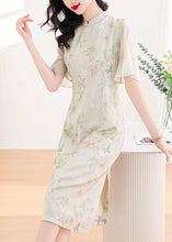 Load image into Gallery viewer, New Chinese Style Stand Collar Print Chiffon Dress Butterfly Sleeve