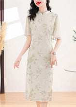 Load image into Gallery viewer, New Chinese Style Stand Collar Print Chiffon Dress Butterfly Sleeve