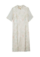 Load image into Gallery viewer, New Chinese Style Stand Collar Print Chiffon Dress Butterfly Sleeve