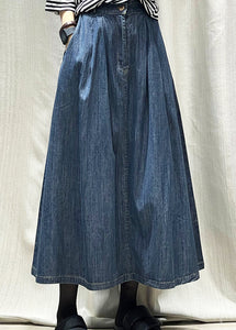 New Deep Blue Thin High Waisted Denim Skirts For Summer