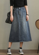 Load image into Gallery viewer, New Denim Blue Pockets Side Open High Waist Denim Skirt Summer