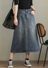 Load image into Gallery viewer, New Denim Blue Pockets Side Open High Waist Denim Skirt Summer