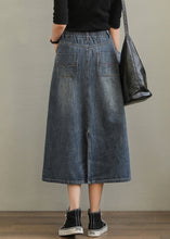 Load image into Gallery viewer, New Denim Blue Pockets Side Open High Waist Denim Skirt Summer