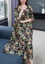 Load image into Gallery viewer, New Floral O Neck Wrinkled Patchwork Chiffon Dress Summer