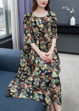 Load image into Gallery viewer, New Floral O Neck Wrinkled Patchwork Chiffon Dress Summer