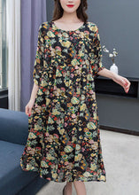 Load image into Gallery viewer, New Floral O Neck Wrinkled Patchwork Chiffon Dress Summer