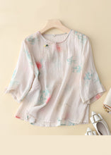 Load image into Gallery viewer, New Green Button Print Linen Shirt Long Sleeve