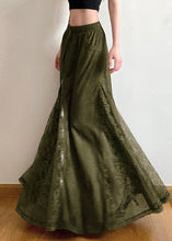 Load image into Gallery viewer, New Green Elastic Waist Lace Patchwork Maxi Skirts Summer