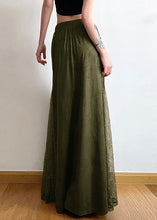 Load image into Gallery viewer, New Green Elastic Waist Lace Patchwork Maxi Skirts Summer