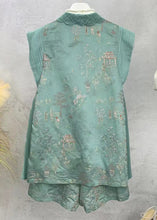 Load image into Gallery viewer, New Green Embroidered Tops And Shorts Cotton Sets 2 Pieces Sleeveless