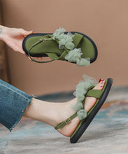 Load image into Gallery viewer, New Green Peep Toe Strap Tulle Splicing Genuine Leather Sandals