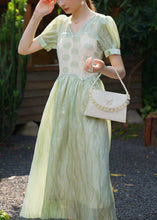 Load image into Gallery viewer, New Green V Neck Lace Patchwork Long Dress Summer