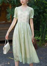 Load image into Gallery viewer, New Green V Neck Lace Patchwork Long Dress Summer