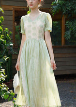 Load image into Gallery viewer, New Green V Neck Lace Patchwork Long Dress Summer