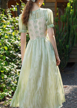 Load image into Gallery viewer, New Green V Neck Lace Patchwork Long Dress Summer