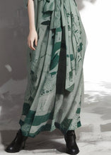 Load image into Gallery viewer, New Green V Neck Print Silk Maxi Dresses Summer