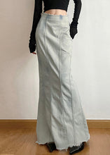 Load image into Gallery viewer, New Light Blue Side Open High Waist Denim Skirt Fall