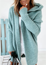 Load image into Gallery viewer, New Mint Green Hooded Patchwork Knit Cardigan Fall