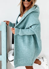 Load image into Gallery viewer, New Mint Green Hooded Patchwork Knit Cardigan Fall