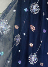 Load image into Gallery viewer, New Navy Embroidered Sequins High Waist Tulle Skirts Summer