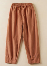 Load image into Gallery viewer, New Orange Pockets Elastic Waist Cotton Crop Pants Summer