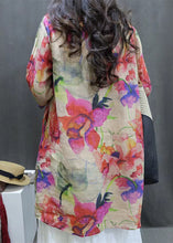 Load image into Gallery viewer, New Photo Color V Neck Print Linen Blouse Half Sleeve