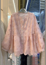 Load image into Gallery viewer, New Pink Embroidered Button Lace Shirt Spring