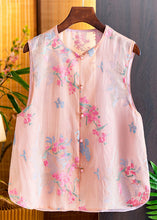 Load image into Gallery viewer, New Pink O-Neck Embroidered Button Silk Waistcoat Sleeveless