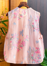 Load image into Gallery viewer, New Pink O-Neck Embroidered Button Silk Waistcoat Sleeveless