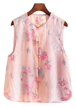 Load image into Gallery viewer, New Pink O-Neck Embroidered Button Silk Waistcoat Sleeveless