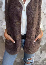 Load image into Gallery viewer, New Plus Size Coffee Pockets Button Faux Fur Vest Fall