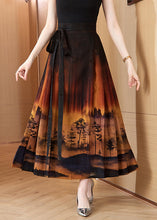 Load image into Gallery viewer, New Print Lace Up High Waist Silk Skirt Summer