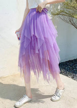 Load image into Gallery viewer, New Purple Asymmetrical Elastic Waist Tulle Skirt Summer