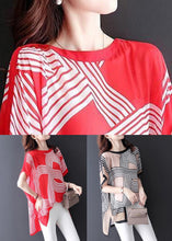 Load image into Gallery viewer, New Red O Neck Print Chiffon T Shirt Short Sleeve