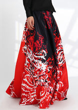 Load image into Gallery viewer, New Red Print Pockets High Waist Silk Skirts Spring