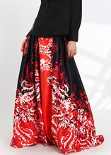 Load image into Gallery viewer, New Red Print Pockets High Waist Silk Skirts Spring