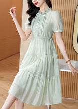 Load image into Gallery viewer, New Retro Light Green Ruffled Tasseled Embroidered Cotton Dress Summer