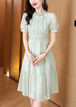 Load image into Gallery viewer, New Retro Light Green Ruffled Tasseled Embroidered Cotton Dress Summer