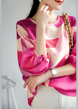 Load image into Gallery viewer, New Rose O Neck Print Button Silk Blouse Spring