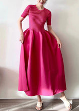 Load image into Gallery viewer, New Rose O Neck Solid Knit Long Dresses Half Sleeve