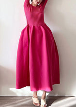 Load image into Gallery viewer, New Rose O Neck Solid Knit Long Dresses Half Sleeve