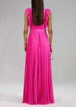 Load image into Gallery viewer, New Rose Ruffled Button Sashes Chiffon Maxi Dresses Sleeveless