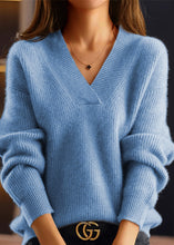 Load image into Gallery viewer, New Simple Grey V Neck Thick Cozy Knit Pullover Fall