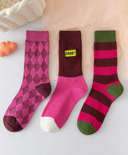 Load image into Gallery viewer, New Stripe Embroidery Versatile Trendy Mid Calf Socks