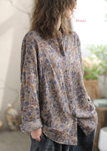 Load image into Gallery viewer, New Versatile Floral Print Peter Pan Collar Cotton Shirt Long Sleeves